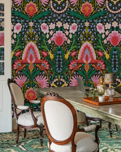 Iverley Verse Floral Wallpaper — Rose