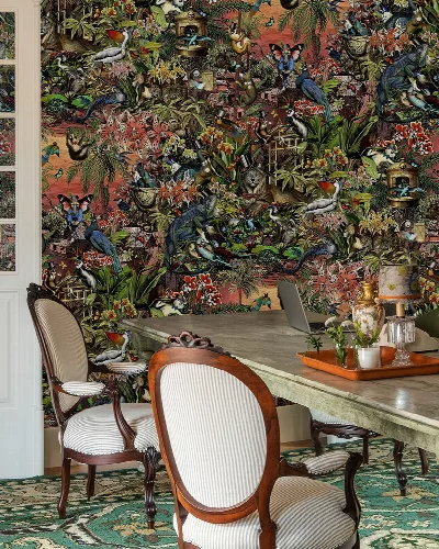Larkspur Drift Marine Wallpaper — Dark Earth