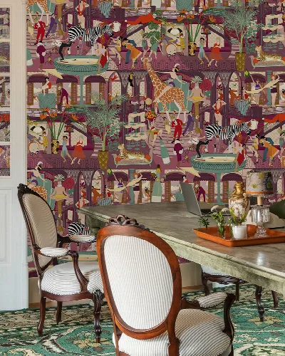 Merevale Cadence Architectural Wallpaper — Deep Red