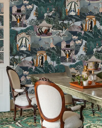 Merevale Enclave Tropical Wallpaper — Deep Teal