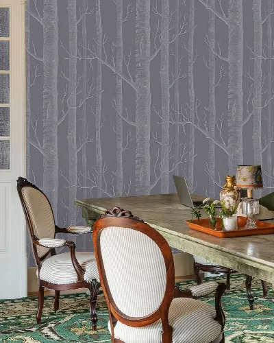 Peverly Verse Woodland Wallpaper — Charcoal