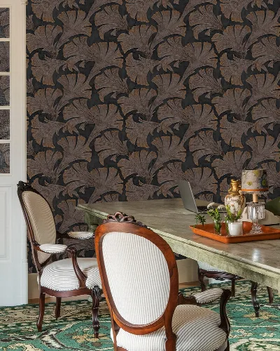 Quenora Folio Tropical Wallpaper — Charcoal