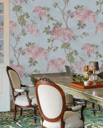 Larkspur Journey Floral Wallpaper — Sky Blue