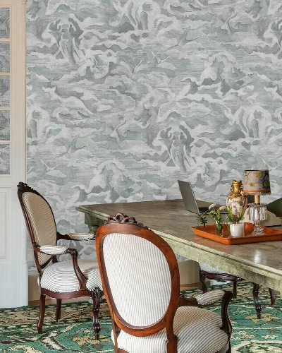 Larkspur Enclave Celestial Wallpaper — Silver Gray