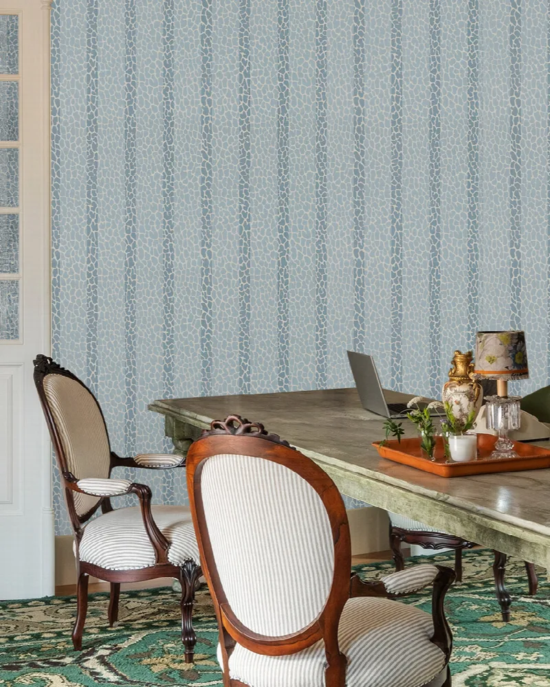 Thistlemere Reverie Checks & Stripes Wallpaper — Powder Blue