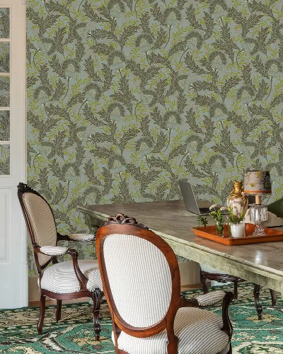 Roskell Keepsake Dark Floral Wallpaper — Sage