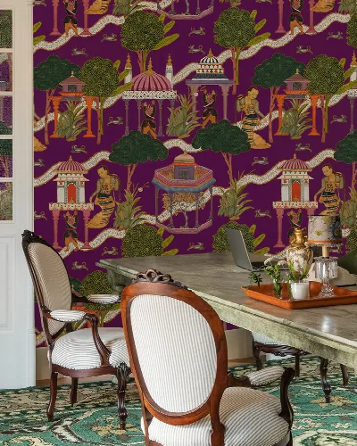 Virelle Haven Architectural Wallpaper — Plum