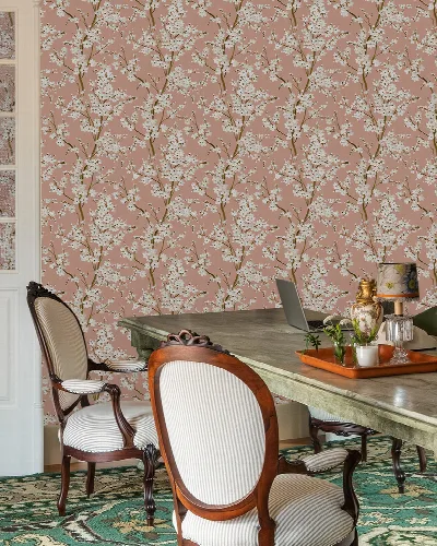 Quenora Vista Floral Wallpaper — Blush