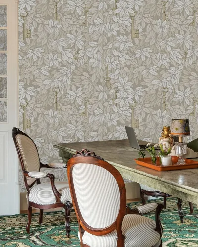 Peverly Serenade Botanical Wallpaper — Warm Ivory