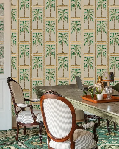 Quenora Enclave Tropical Wallpaper — Linen