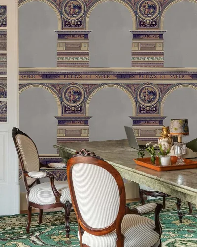 Elowen Daydream Architectural Wallpaper — Mauve Cream