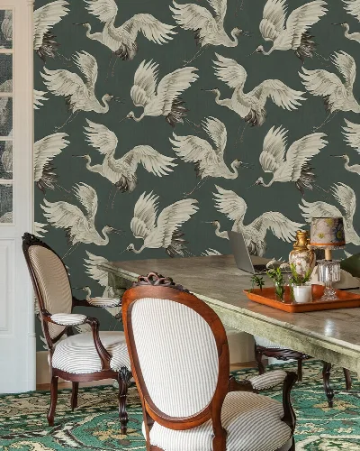 Roskell Vista Bird Wallpaper — Charcoal