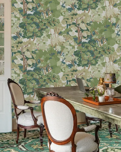 Solenne Prelude Woodland Wallpaper — Soft Sage