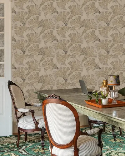 Quenora Folio Tropical Wallpaper — Warm Ivory