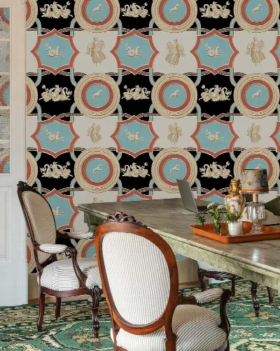 Dovewick Drift Geometric Wallpaper — Aqua