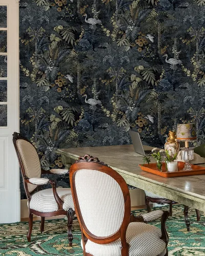Orlena Rhapsody Tropical Wallpaper — Midnight Blue