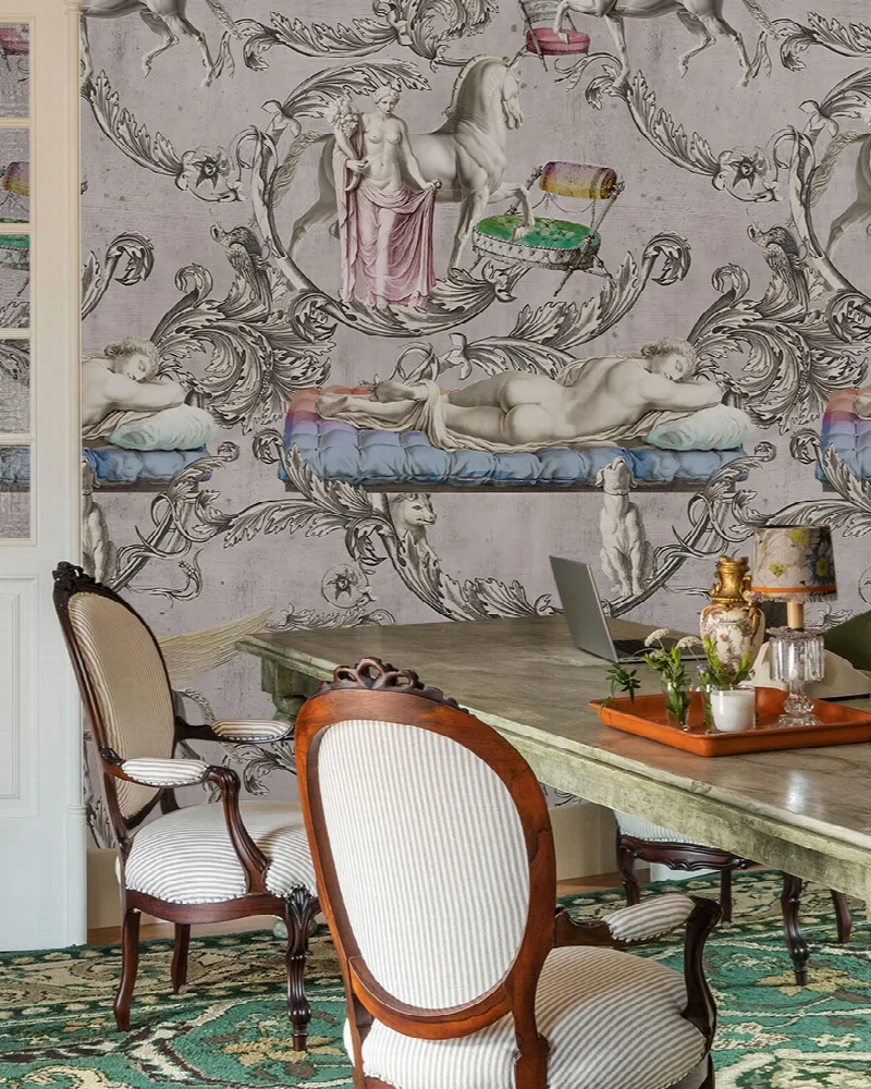 Gildmere Tableau Folk Art Wallpaper