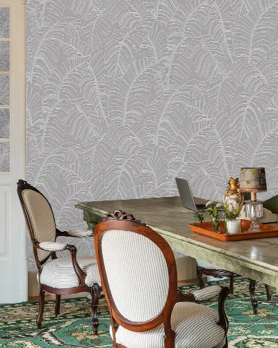 Roskell Folio Tropical Wallpaper — Silver Gray
