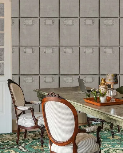 Celandine Gleam Surface Effect Wallpaper — Warm Gray
