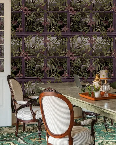 Orlena Enclave Tropical Wallpaper — Aubergine