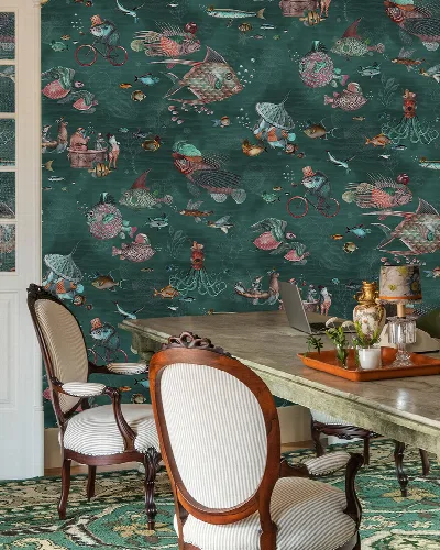 Merevale Atelier Marine Wallpaper — Deep Teal