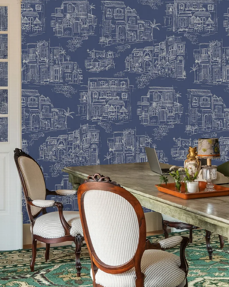 Larkspur Haven Architectural Wallpaper