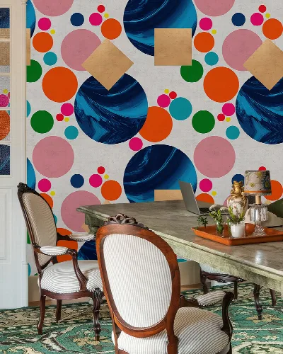 Gildmere Cadence Geometric Wallpaper — Rainbow