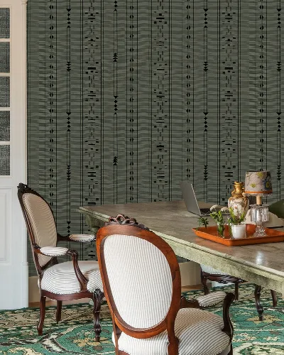 Quenora Chronicle Checks & Stripes Wallpaper — Forest