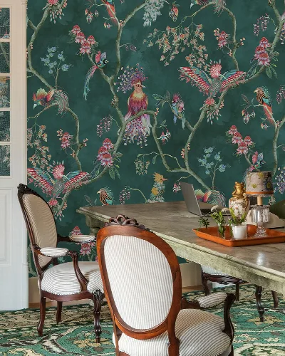 Kestrel Drift Floral Wallpaper — Emerald