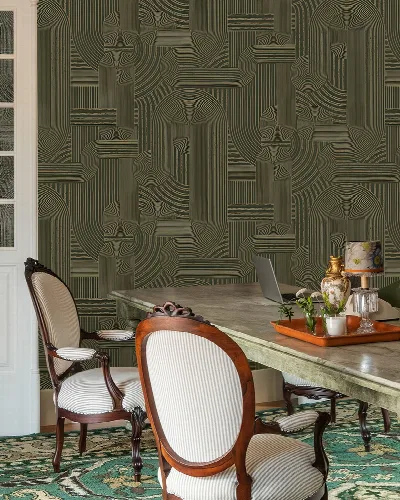 Orlena Whim Botanical Wallpaper — Olive