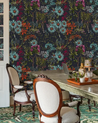 Fenwick Verse Floral Wallpaper — Midnight Garden