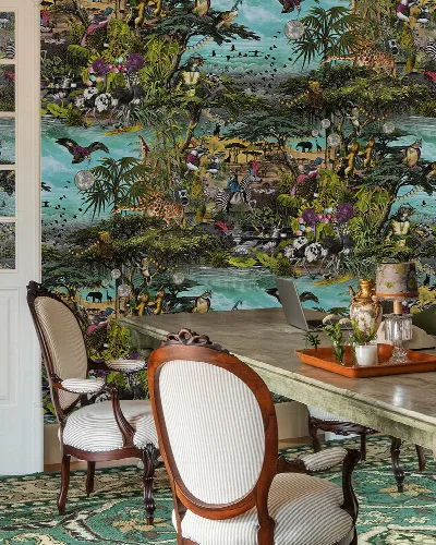 Larkspur Vista Tropical Wallpaper — Peacock