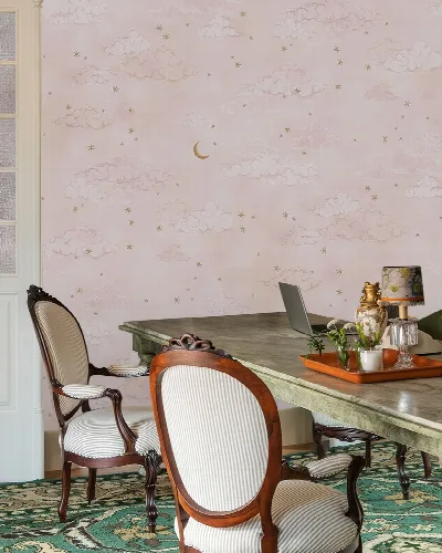Merevale Gleam Celestial Wallpaper — Blush