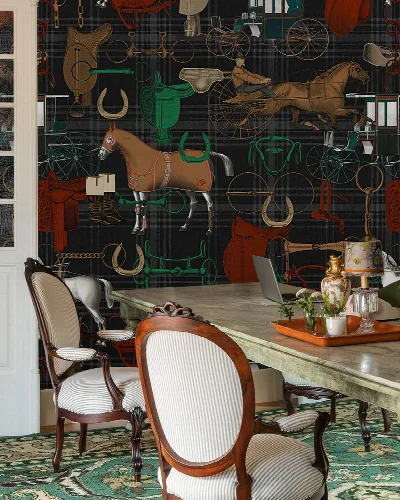 Junora Whim Equestrian Wallpaper — Charcoal