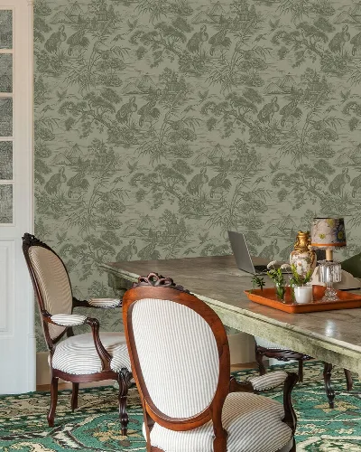 Orlena Tapestry Ornamental Wallpaper — Forest