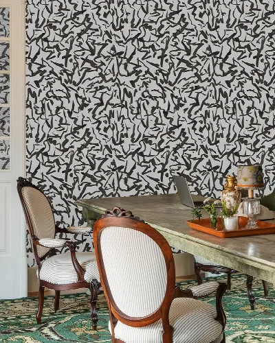 Quenora Whim Geometric Wallpaper — Monochrome