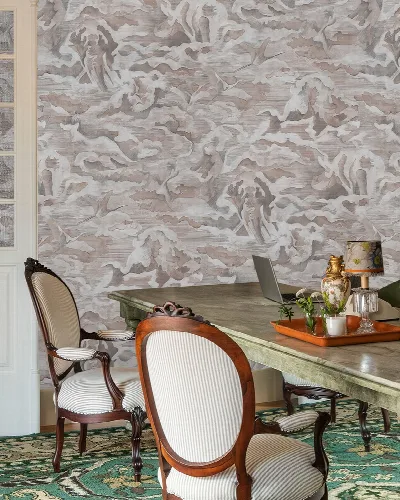 Larkspur Enclave Celestial Wallpaper — Warm Taupe
