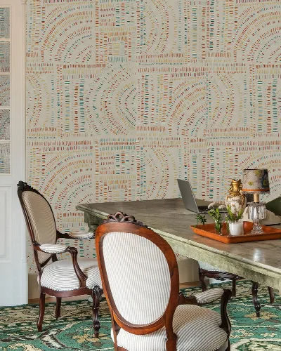 Solenne Verse Geometric Wallpaper — Ivory