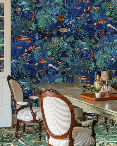 Merevale Keepsake Marine Wallpaper — Midnight Blue