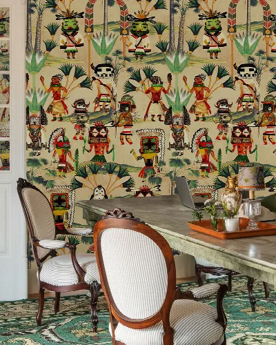 Junora Echo Folk Art Wallpaper