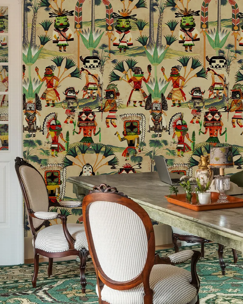Junora Echo Folk Art Wallpaper