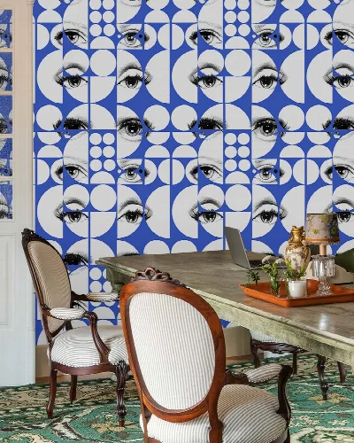 Celandine Keepsake Geometric Wallpaper — Cobalt