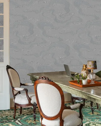 Roskell Enclave Geometric Wallpaper — Silver Gray