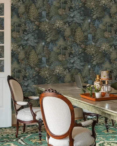 Orlena Tableau Tropical Wallpaper — Deep Teal