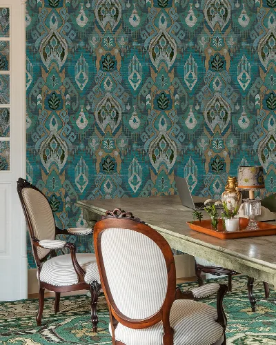 Solenne Solace Ornamental Wallpaper — Peacock