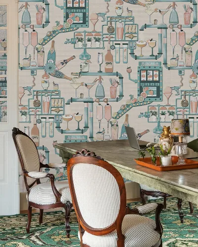 Merevale Passage Illustrative Wallpaper — Pale Teal