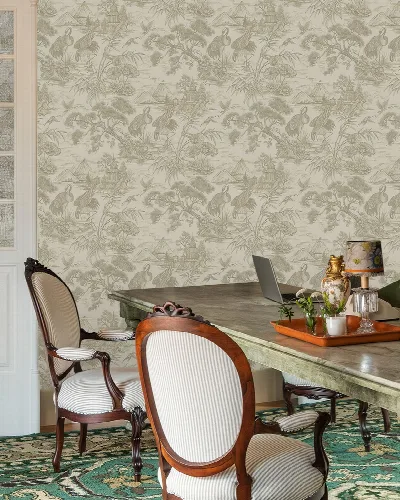 Orlena Tapestry Ornamental Wallpaper — Soft Linen