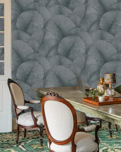 Roskell Solace Botanical Wallpaper — Slate Blue