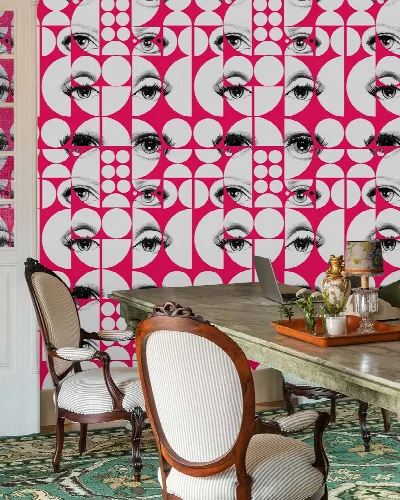 Celandine Keepsake Geometric Wallpaper — Fuchsia