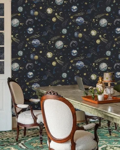 Norwyn Muse Celestial Wallpaper — Midnight Blue